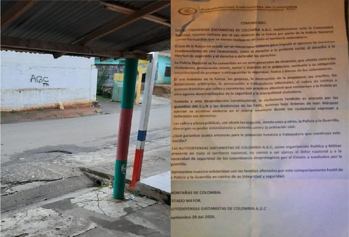 Photo of Municipios del San Jorge amanecieron con grafitis y panfletos alusivos a grupos de autodefensas gaitanistas