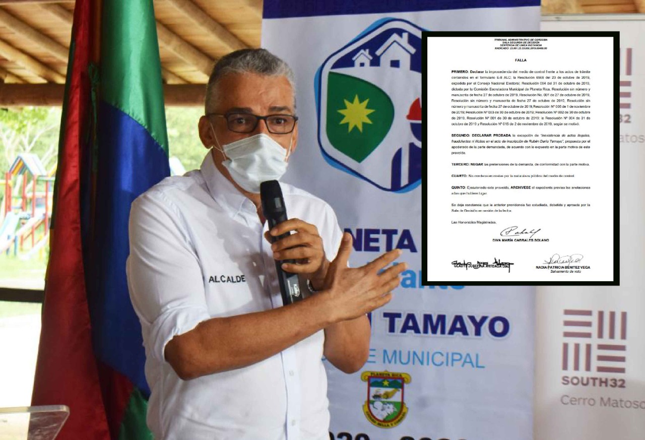 Photo of Tribunal Administrativo de Córdoba deja en firme la elección de Rubén Tamayo como alcalde de Planeta Rica