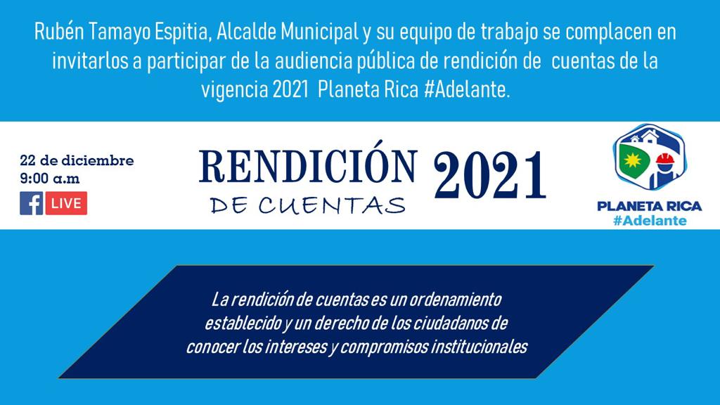 Photo of Alcaldía de Planeta Rica rendirá cuentas