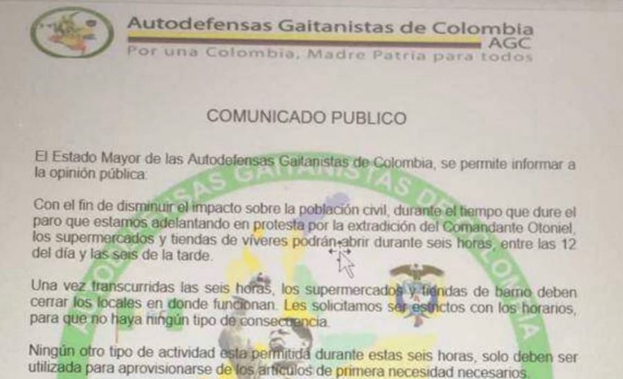 Photo of Clan del Golfo da “permiso” para que tiendas y supermercados atiendan por seis horas este sábado