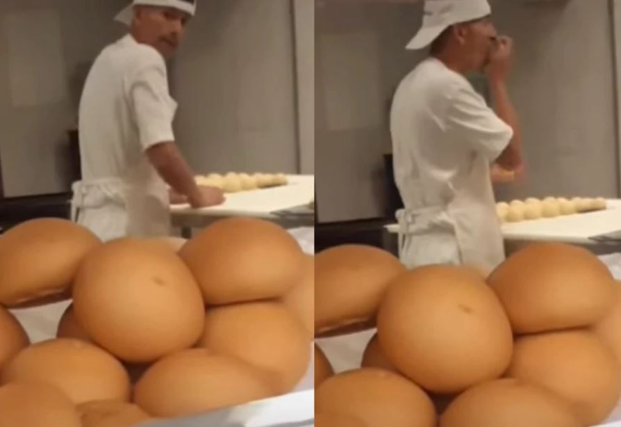 Photo of Video: captan a panadero lamiendo la masa antes de ponerla en el horno