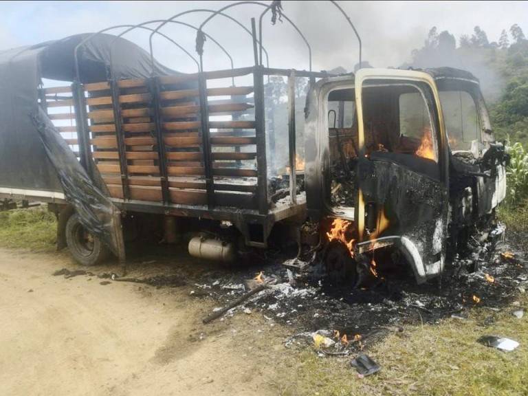 Photo of Disidencias de las Farc quemaron camión del Ejército y robaron sus equipos