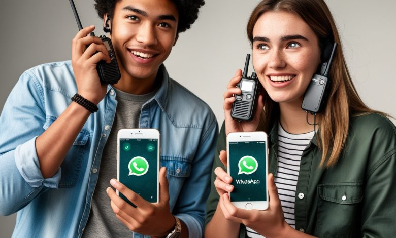 Modo walkie-talkie de WhatsApp en acción en un chat grupal.