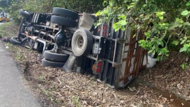 Photo of Camionero se quedó dormido en  la vía Buenavista–La Apartada  y despertó tras volcarse